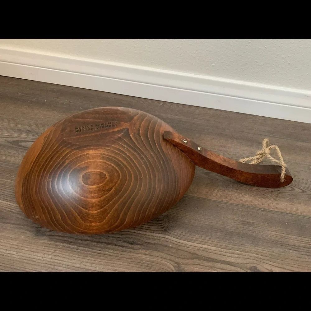 Westin Hand-Painted Wooden Bowl with Handle